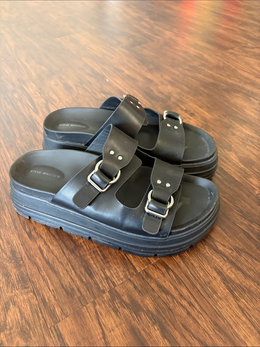 Steve Madden Double-Buckle Platform Sandals